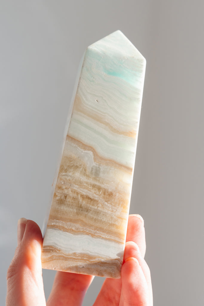 Caribbean Blue Calcite Obelisk Tower