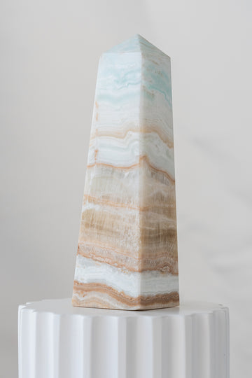 Caribbean Blue Calcite Obelisk Tower