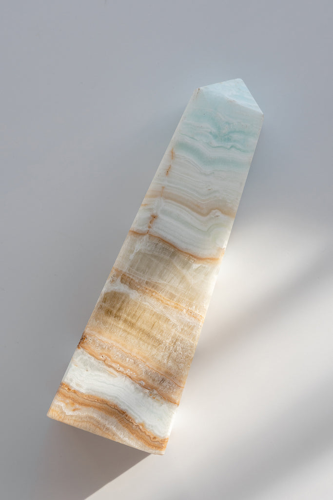 Caribbean Blue Calcite Obelisk Tower