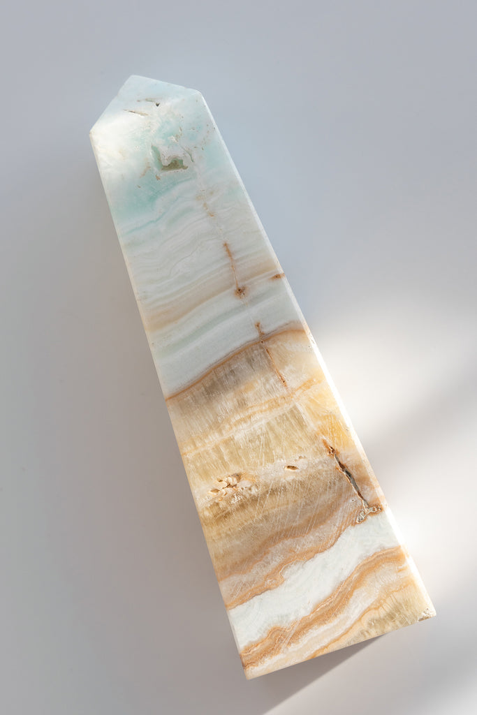 Caribbean Blue Calcite Obelisk Tower