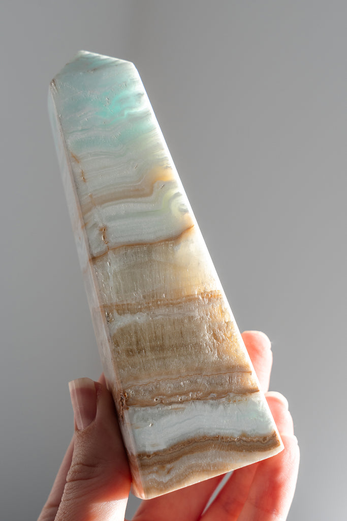 Caribbean Blue Calcite Obelisk Tower
