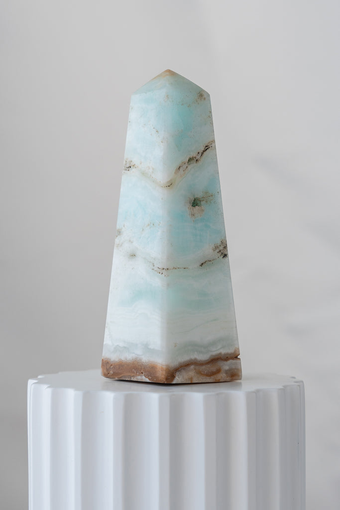 Caribbean Blue Calcite Obelisk Tower