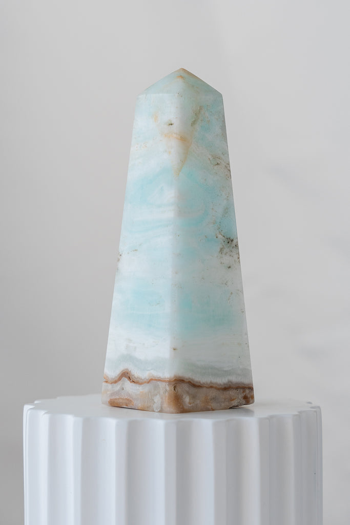 Caribbean Blue Calcite Obelisk Tower