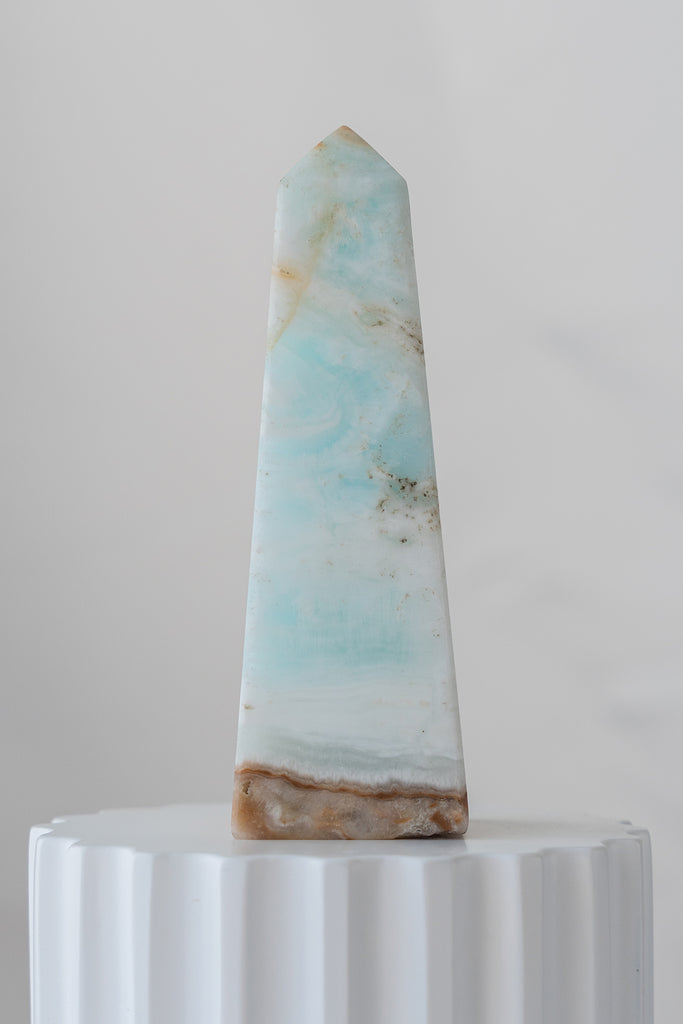 Caribbean Blue Calcite Obelisk Tower