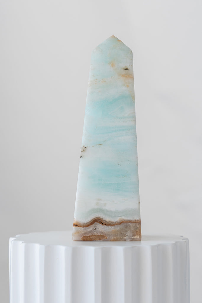 Caribbean Blue Calcite Obelisk Tower