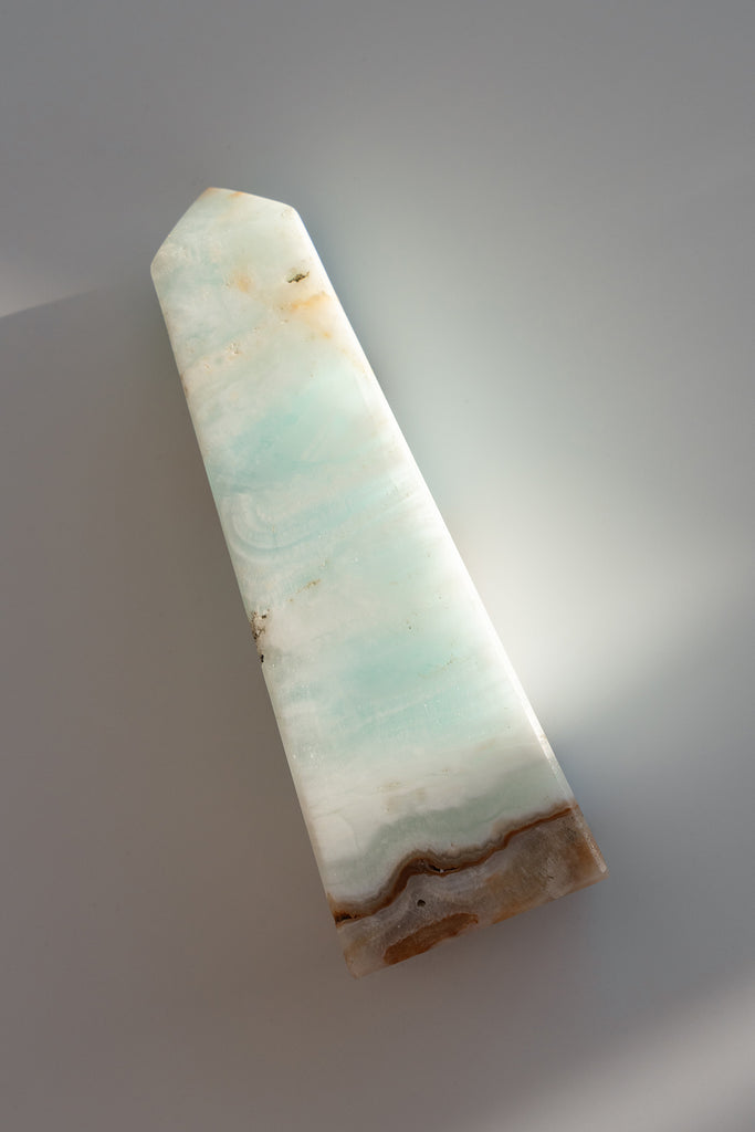 Caribbean Blue Calcite Obelisk Tower