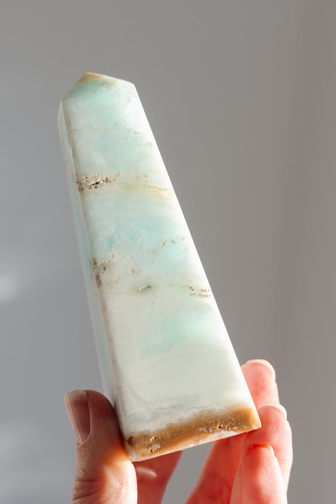 Caribbean Blue Calcite Obelisk Tower