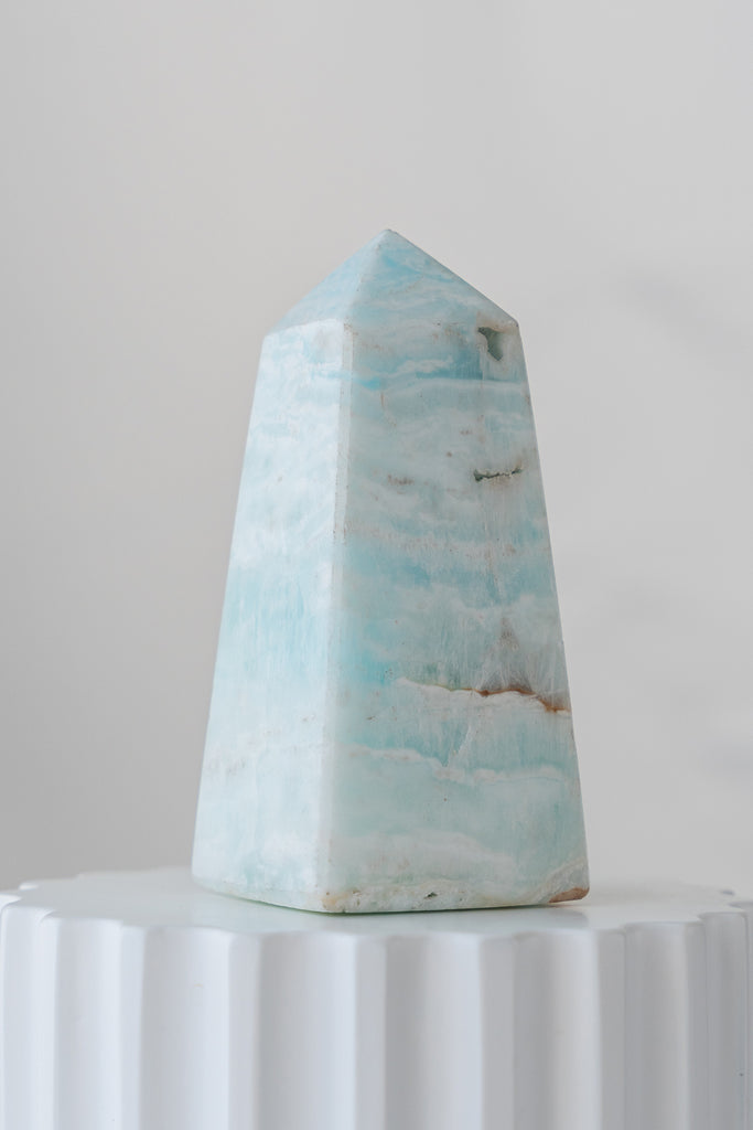 Caribbean Blue Calcite Obelisk Tower