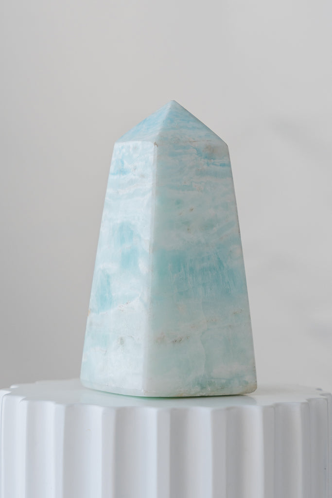 Caribbean Blue Calcite Obelisk Tower