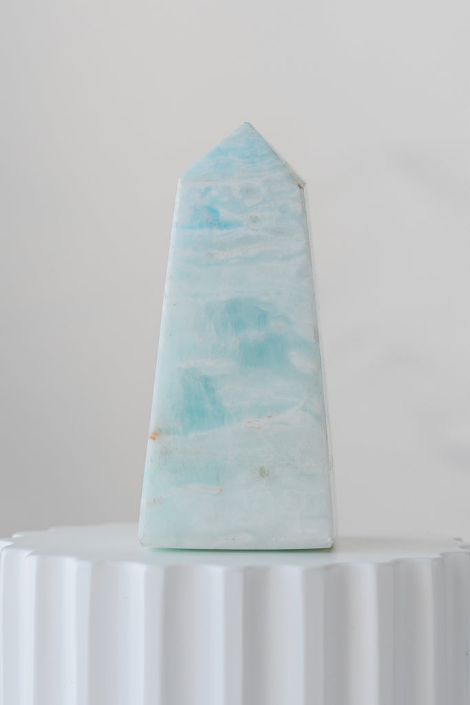 Caribbean Blue Calcite Obelisk Tower