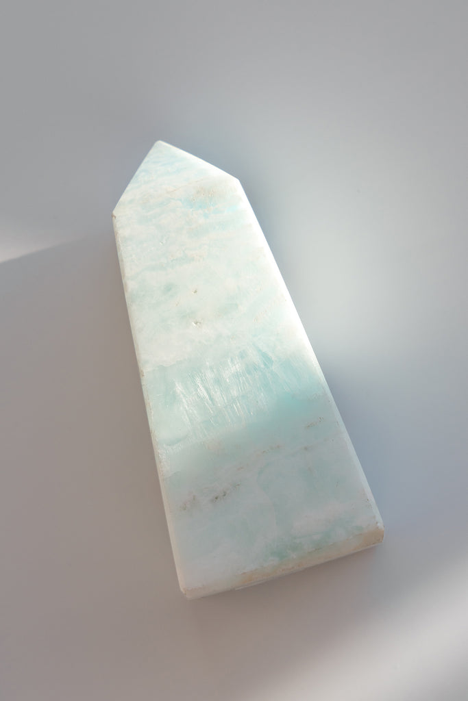 Caribbean Blue Calcite Obelisk Tower