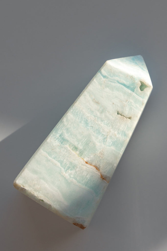 Caribbean Blue Calcite Obelisk Tower