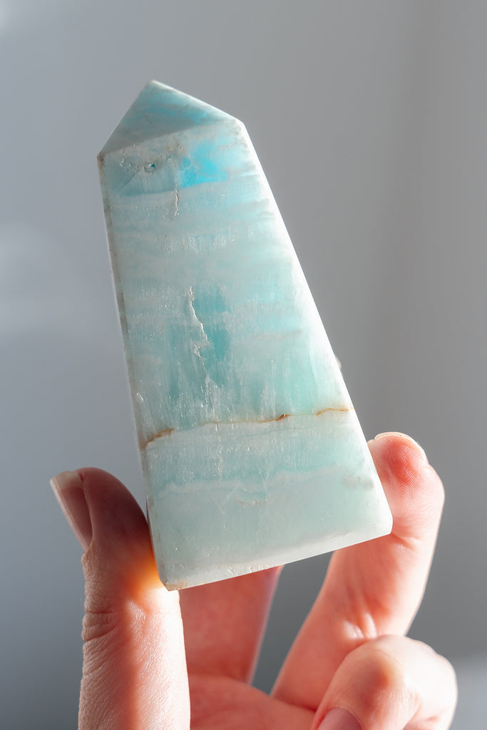 Caribbean Blue Calcite Obelisk Tower