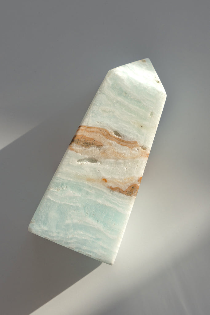 Caribbean Blue Calcite Obelisk Tower