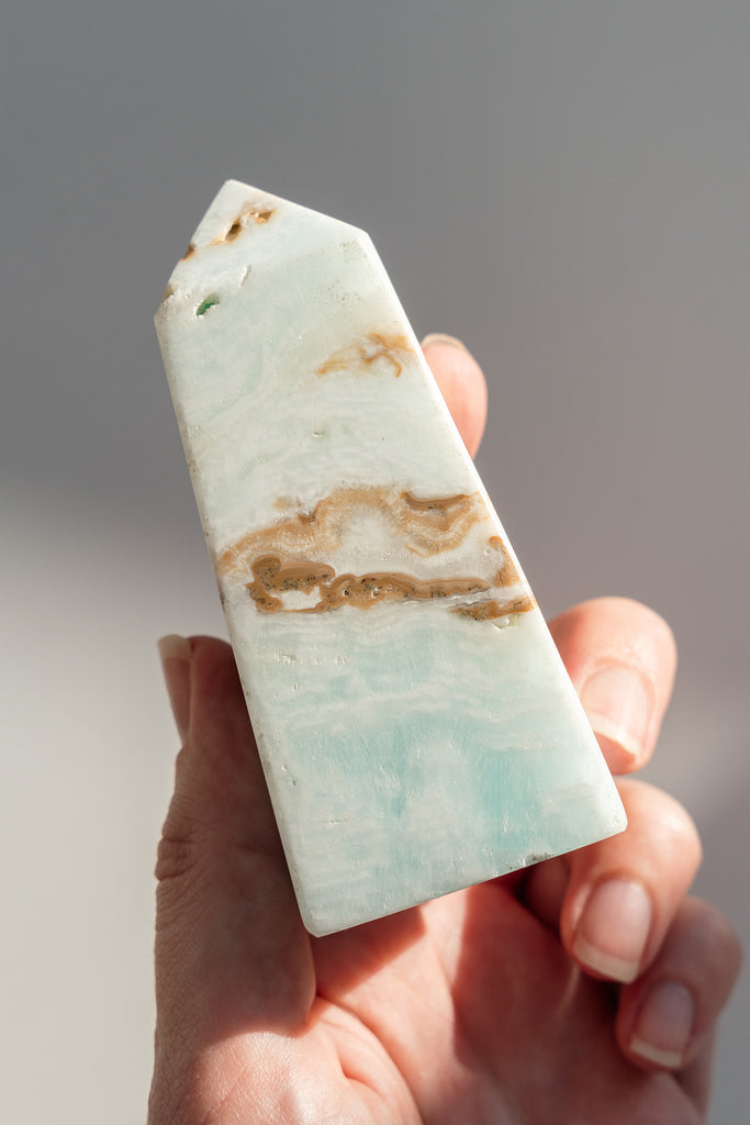 Caribbean Blue Calcite Obelisk Tower