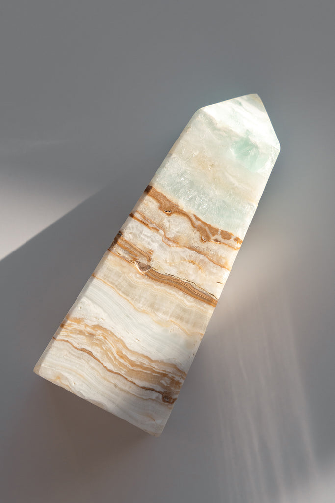 Caribbean Blue Calcite Obelisk Tower