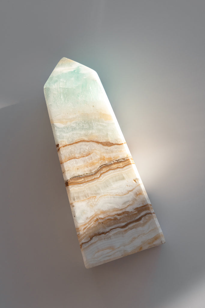 Caribbean Blue Calcite Obelisk Tower