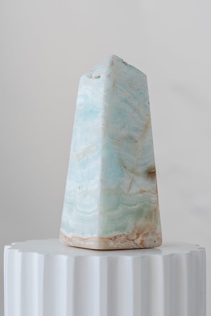 Caribbean Blue Calcite Obelisk Tower