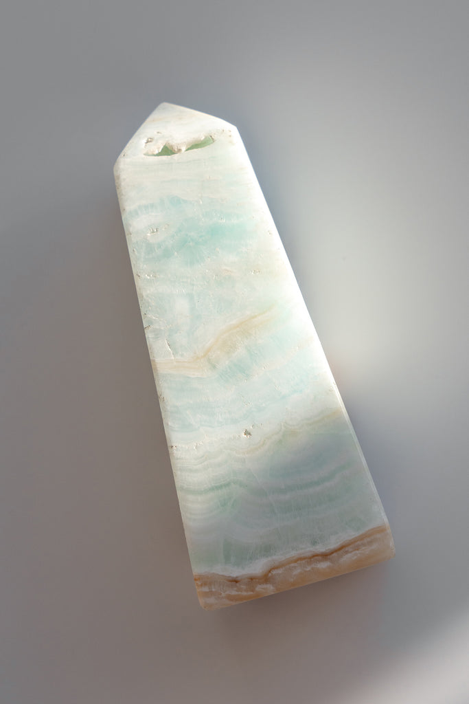 Caribbean Blue Calcite Obelisk Tower