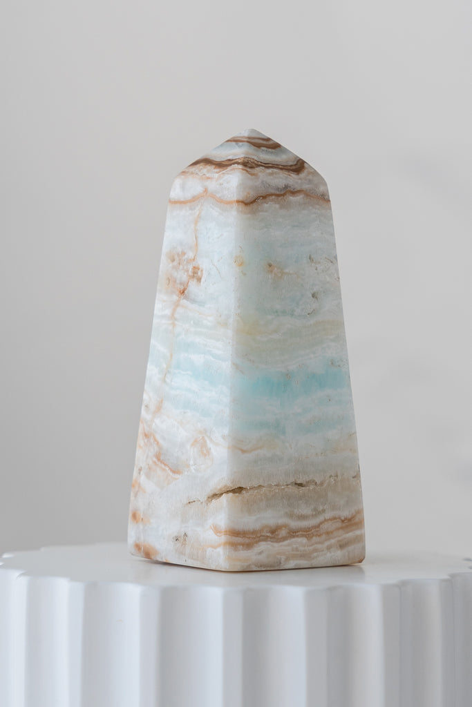 Caribbean Blue Calcite Obelisk Tower