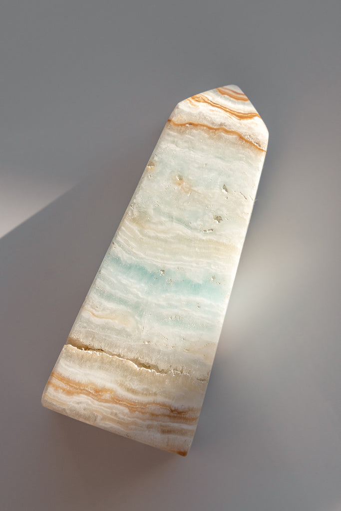 Caribbean Blue Calcite Obelisk Tower