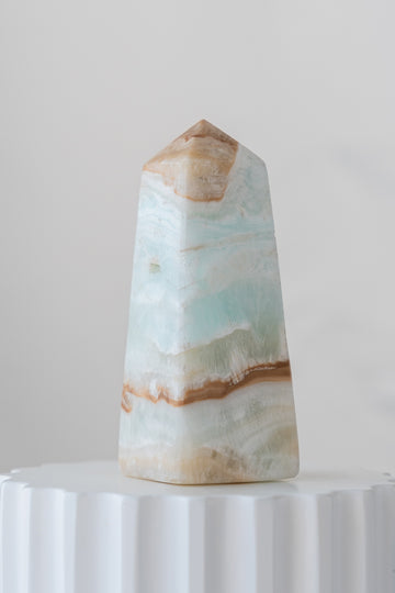 Caribbean Blue Calcite Obelisk Tower