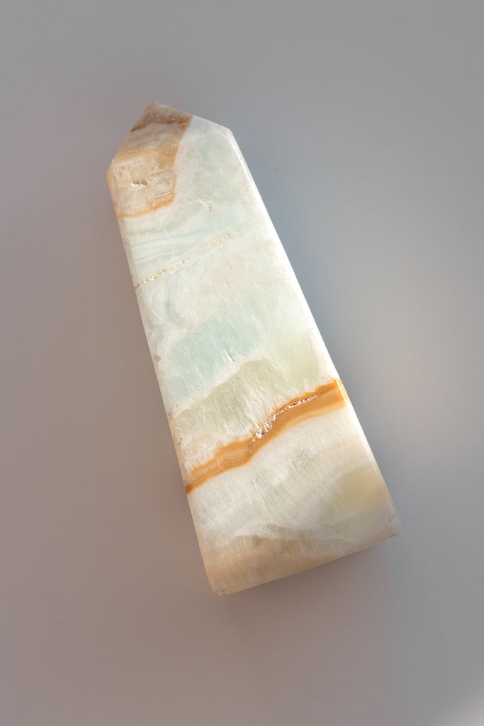 Caribbean Blue Calcite Obelisk Tower