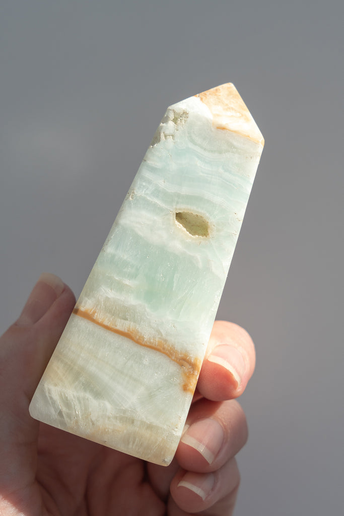Caribbean Blue Calcite Obelisk Tower
