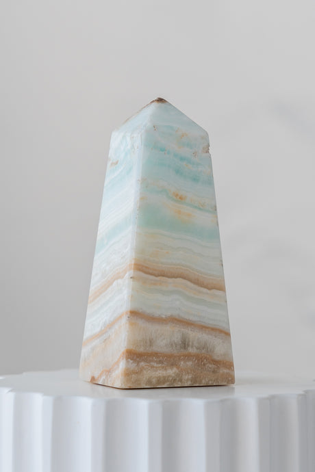 Caribbean Blue Calcite Obelisk Tower