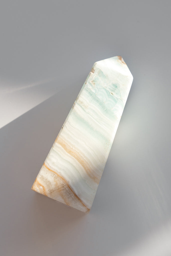 Caribbean Blue Calcite Obelisk Tower