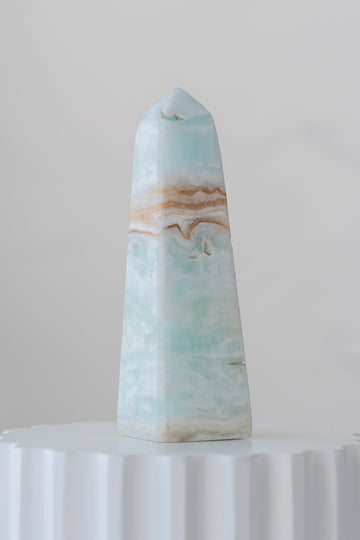 Caribbean Blue Calcite Obelisk Tower