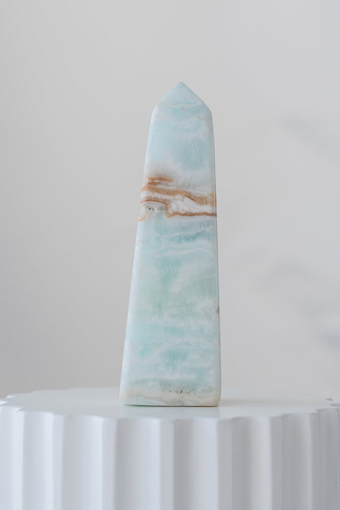 Caribbean Blue Calcite Obelisk Point