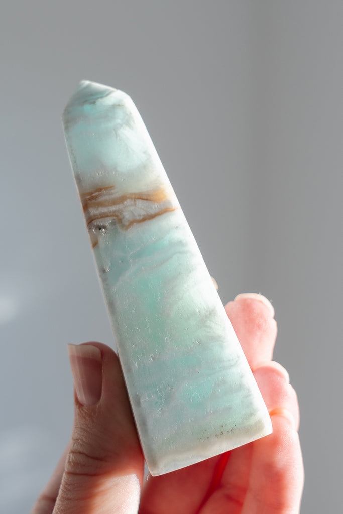 Caribbean Blue Calcite Obelisk Point