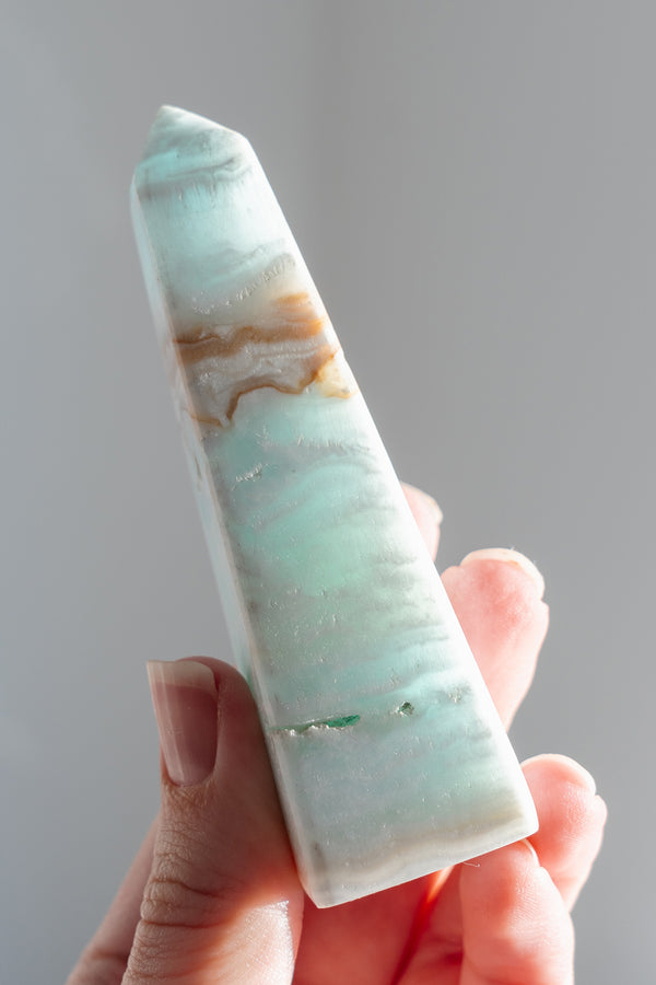Caribbean Blue Calcite Obelisk Point