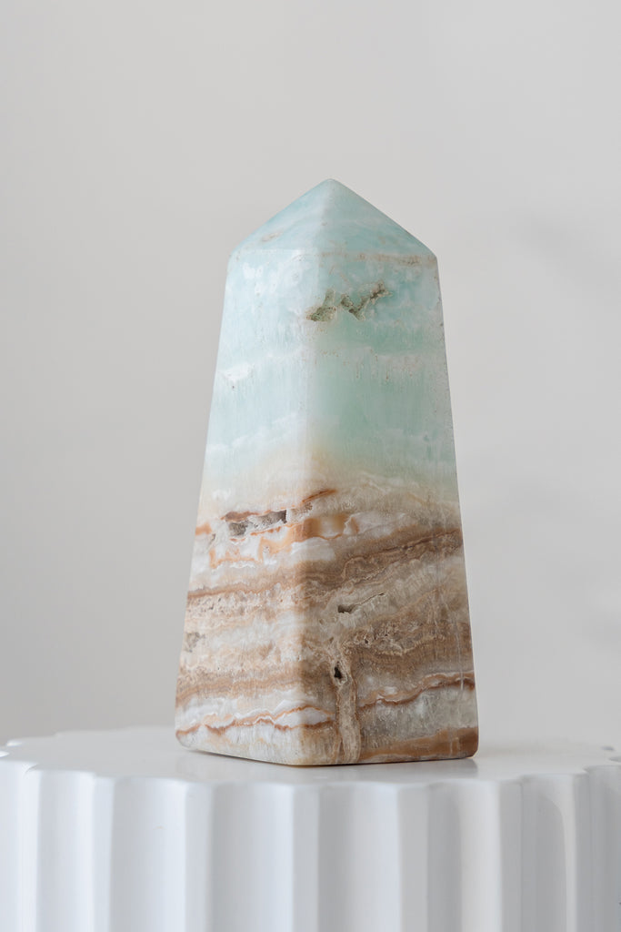 Caribbean Blue Calcite Obelisk Point