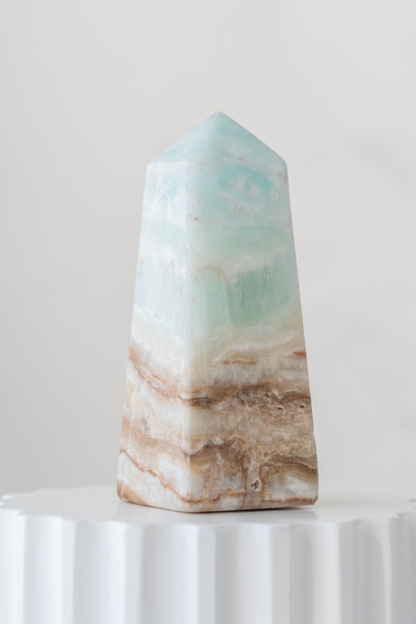 Caribbean Blue Calcite Obelisk Point