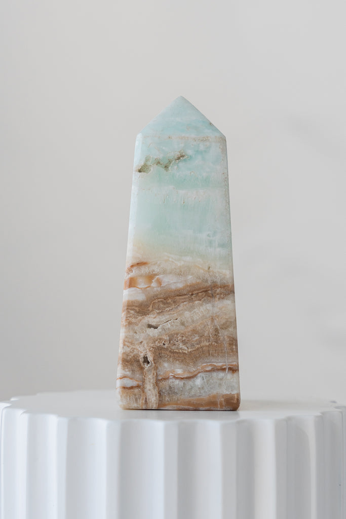 Caribbean Blue Calcite Obelisk Point
