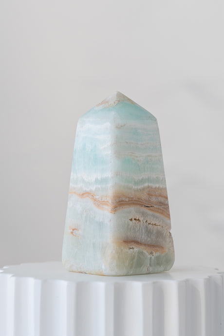 Caribbean Blue Calcite Obelisk Point