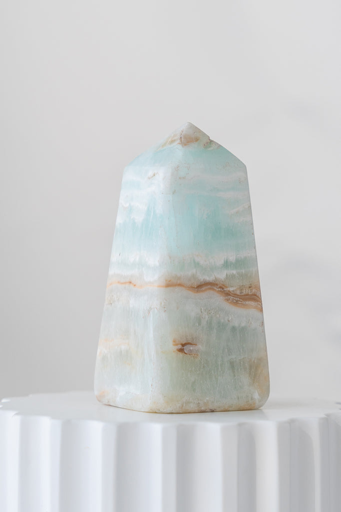 Caribbean Blue Calcite Obelisk Point