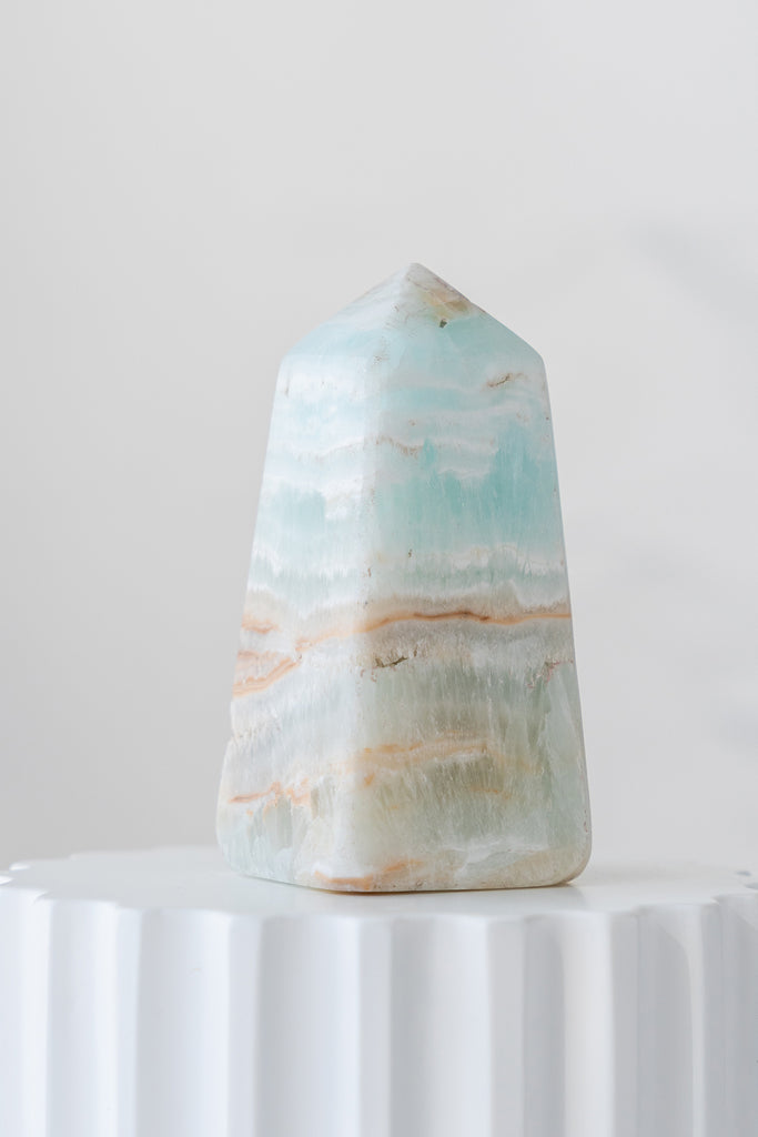 Caribbean Blue Calcite Obelisk Point