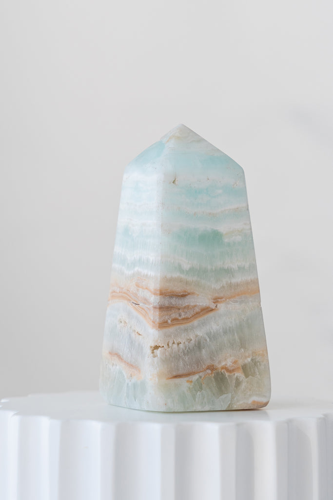 Caribbean Blue Calcite Obelisk Point