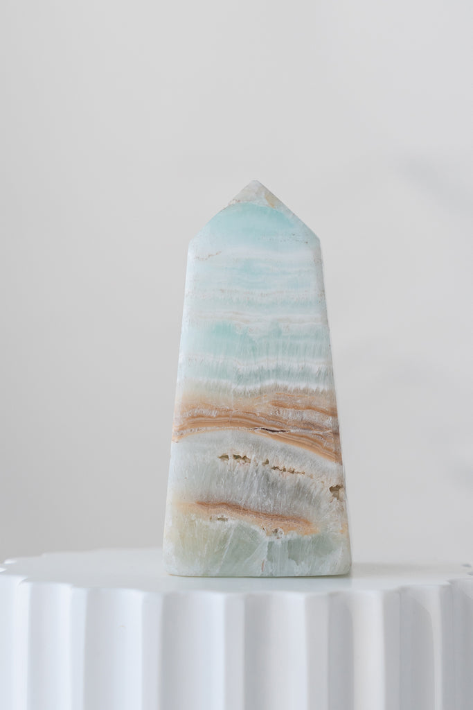 Caribbean Blue Calcite Obelisk Point
