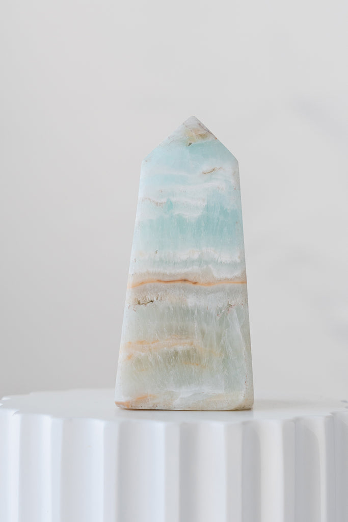 Caribbean Blue Calcite Obelisk Point