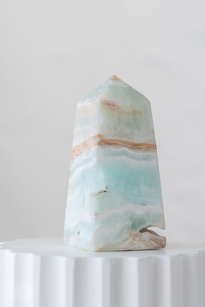 Caribbean Blue Calcite Obelisk Point
