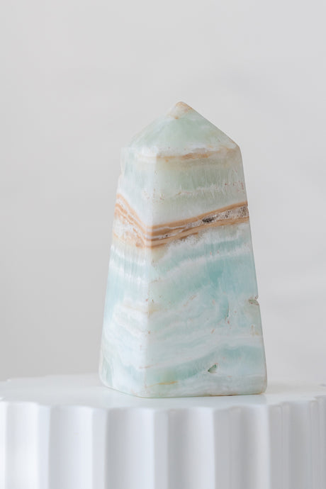 Caribbean Blue Calcite Obelisk Point