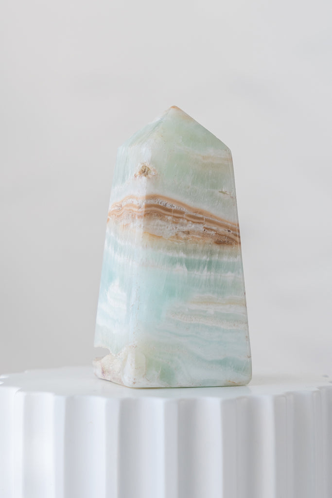 Caribbean Blue Calcite Obelisk Point