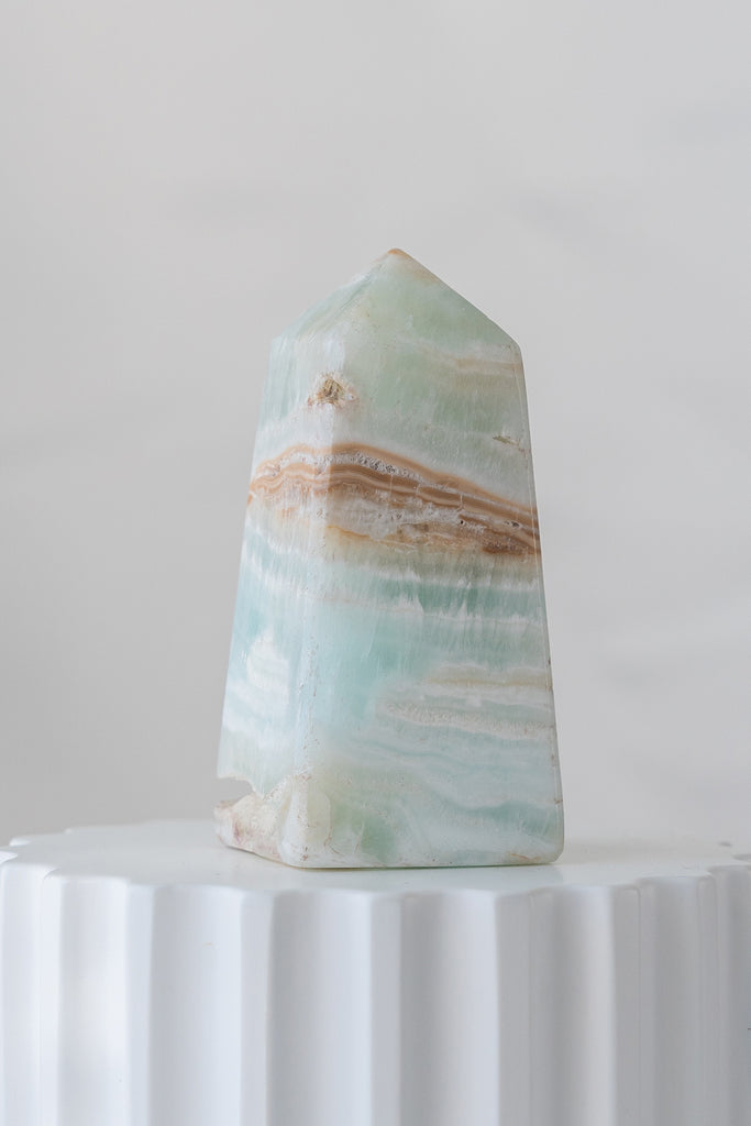 Caribbean Blue Calcite Obelisk Point