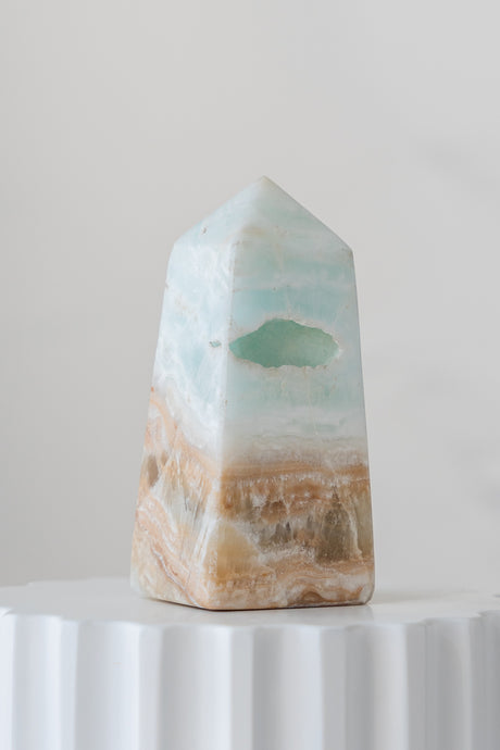 Caribbean Blue Calcite Obelisk Point