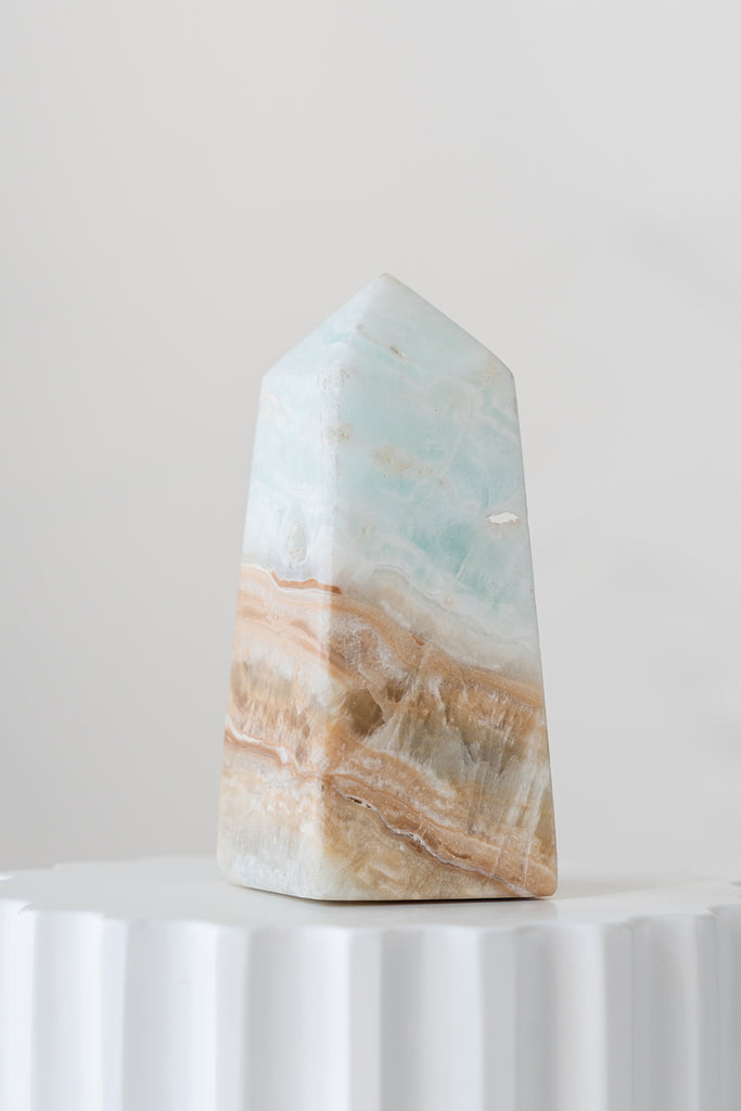 Caribbean Blue Calcite Obelisk Point