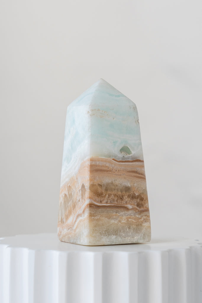 Caribbean Blue Calcite Obelisk Point